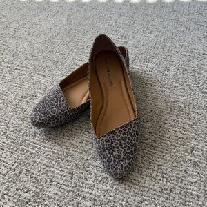 Lucky Brand Aarch Genuine Suede Leopard Print Rounded Pointed Toe Flats
